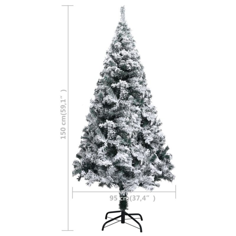 vidaXL Umelý vianočný stromček, zasnežený, zelený 150 cm, PVC