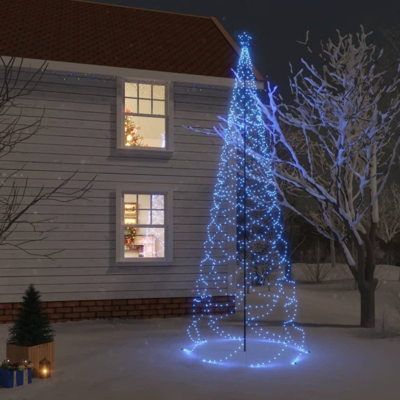 vidaXL Vianočný stromček s kovovým stĺpikom 1400 LED, modrý 5 m