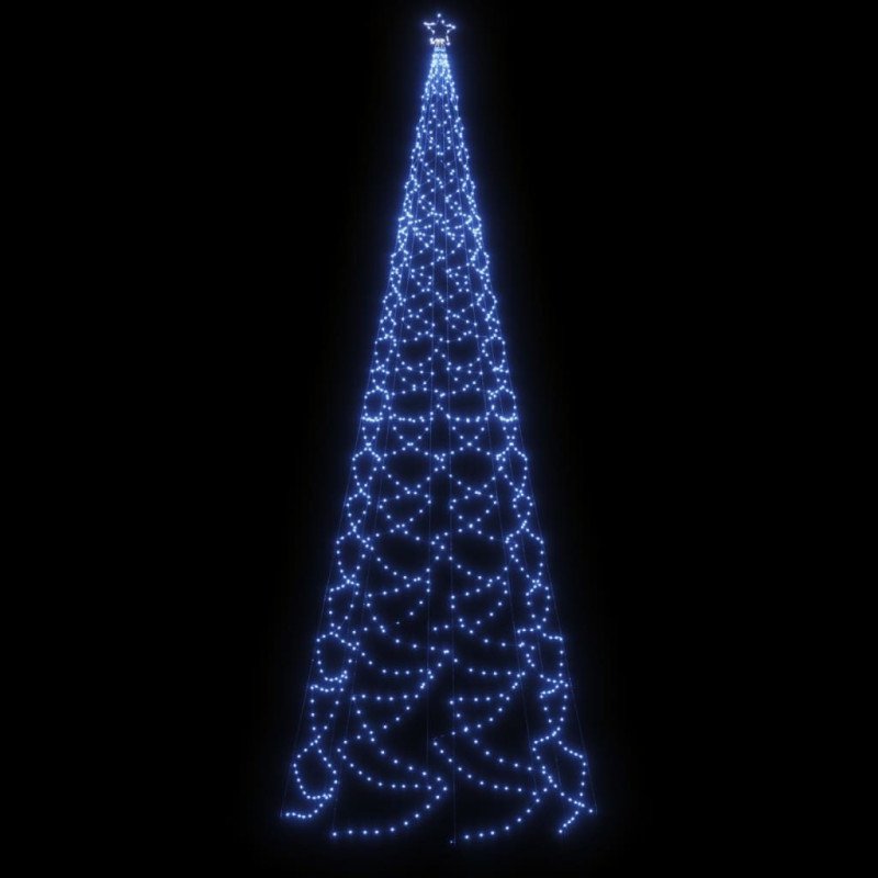 vidaXL Vianočný stromček s kovovým stĺpikom 1400 LED, modrý 5 m