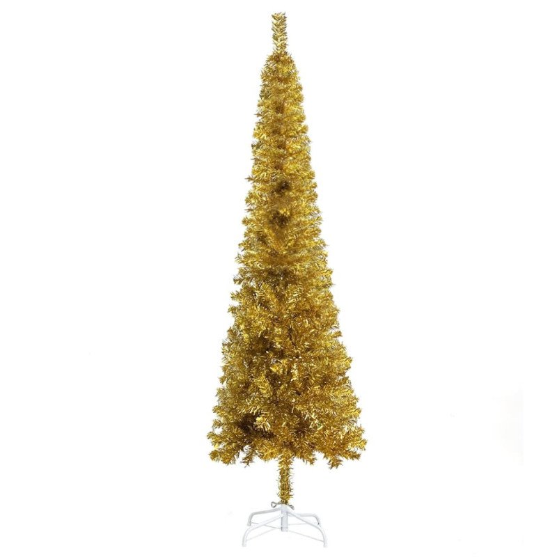 vidaXL Úzky vianočný stromček zlatý 120 cm 