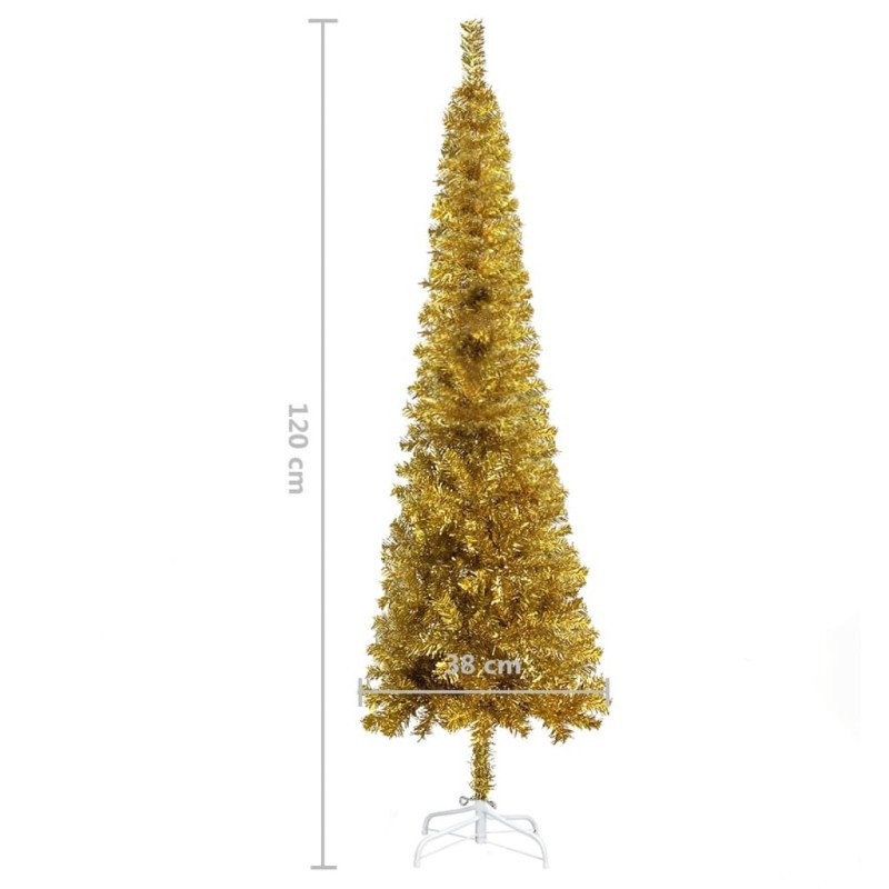 vidaXL Úzky vianočný stromček zlatý 120 cm 
