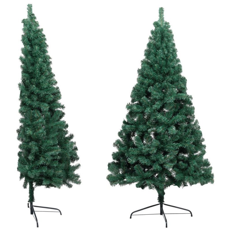vidaXL Osvetlený umelý polovičný vianočný stromček+gule, zelený 240 cm