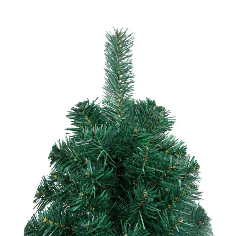 vidaXL Osvetlený umelý polovičný vianočný stromček+gule, zelený 240 cm
