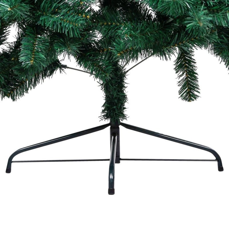 vidaXL Osvetlený umelý polovičný vianočný stromček+gule, zelený 240 cm