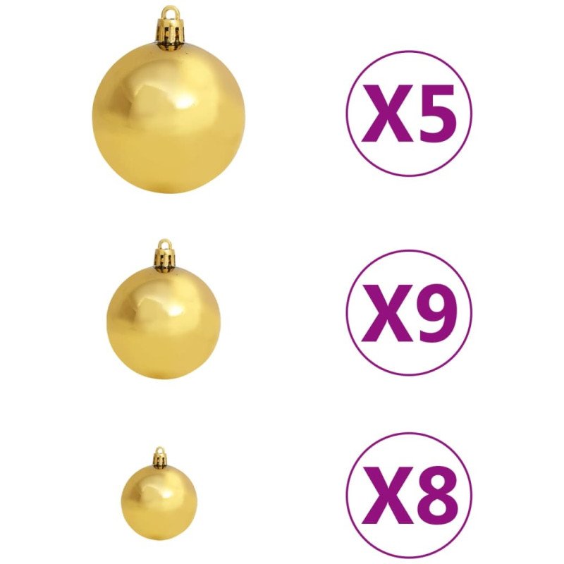 vidaXL Osvetlený umelý vianočný stromček s guľami, biely 65 cm