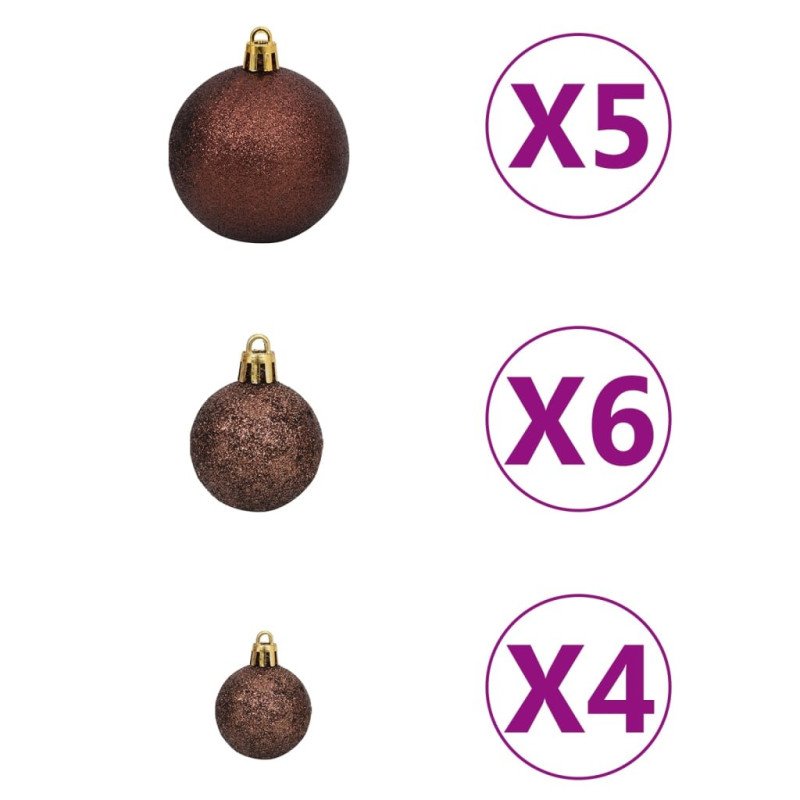 vidaXL Osvetlený umelý vianočný stromček s guľami, biely 65 cm