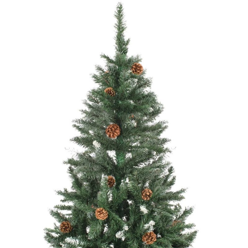vidaXL Osvetlený umelý vianočný stromček so šiškami 180 cm