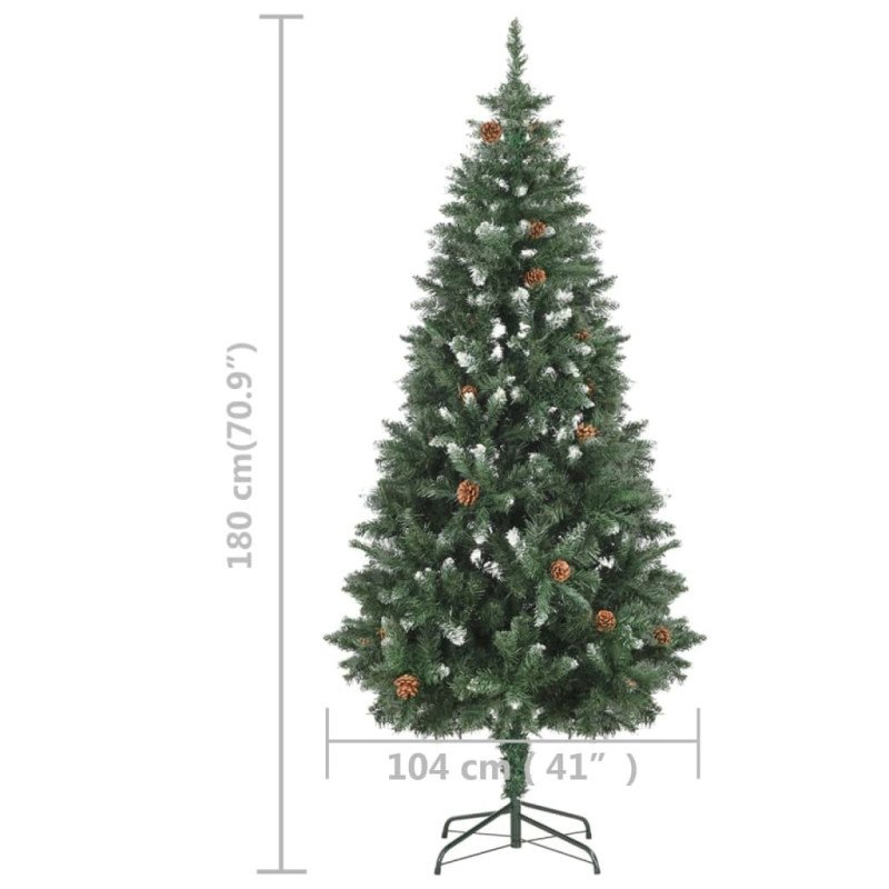 vidaXL Osvetlený umelý vianočný stromček so šiškami 180 cm