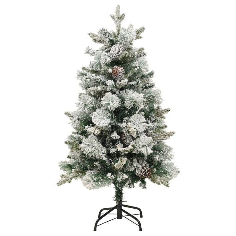 vidaXL Osvetlený vianočný stromček, zasnežený, šišky 150 cm, PVC a PE
