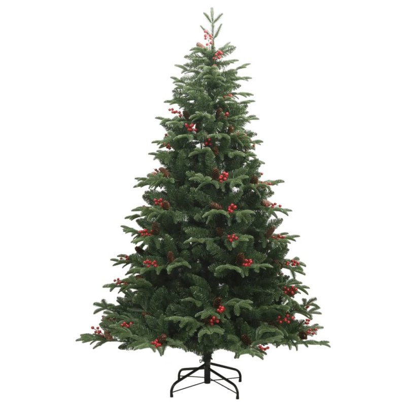 vidaXL Umelý výklopný vianočný stromček so šiškami a bobuľami 240 cm
