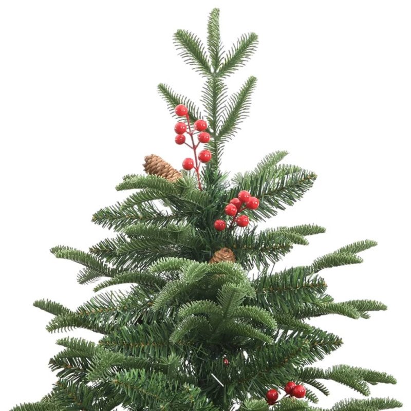 vidaXL Umelý výklopný vianočný stromček so šiškami a bobuľami 240 cm