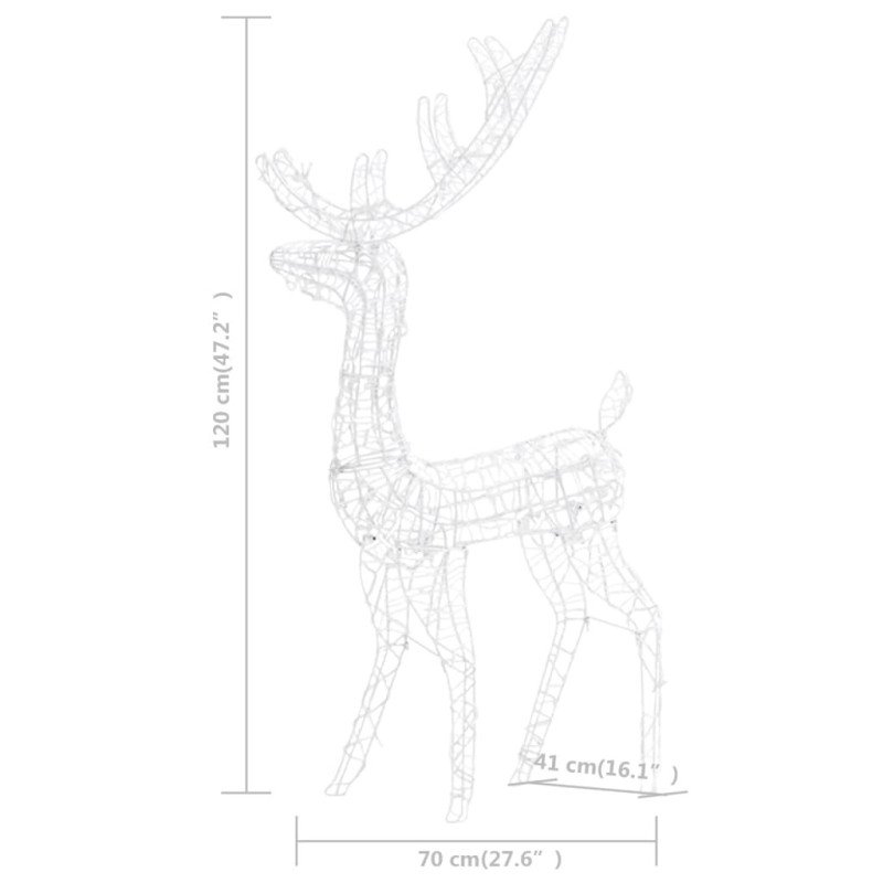 vidaXL Akrylové vianočné dekorácie so sobmi 3 ks 120 cm viacfarebné