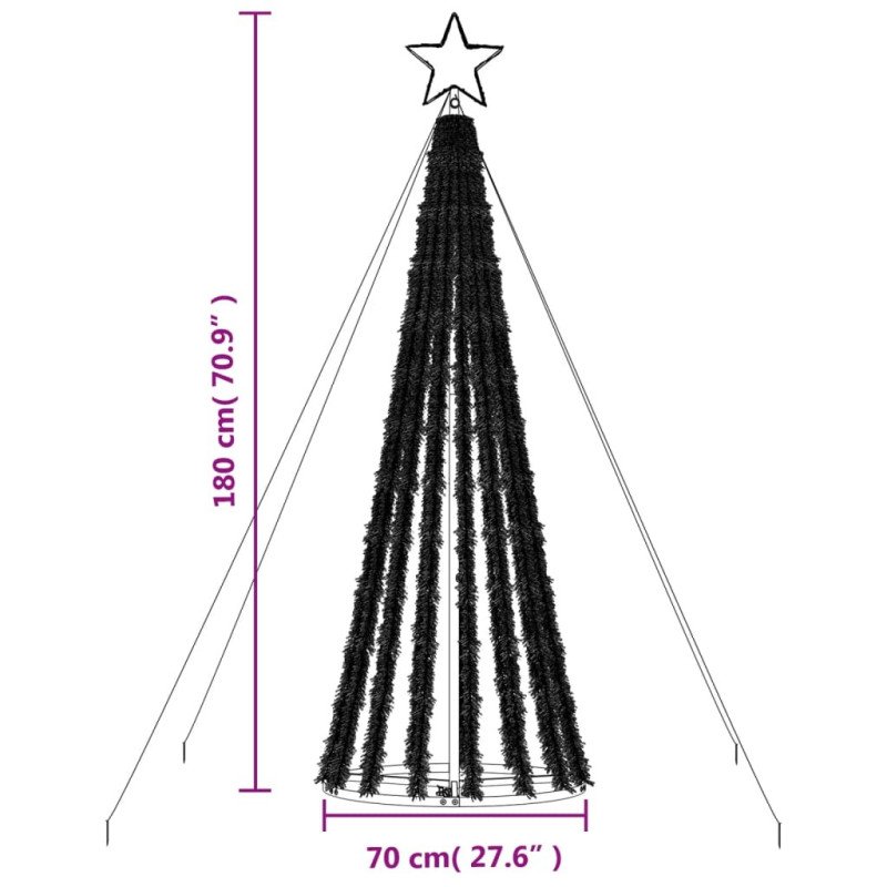 vidaXL Vianočný stromček svetelný kužeľ 275 LED studený biely 180 cm