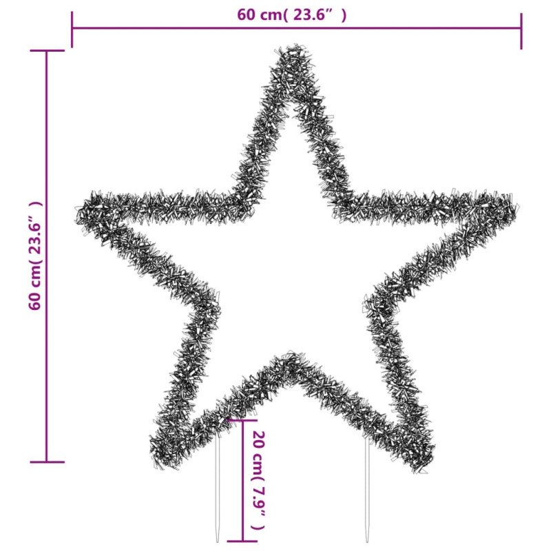 vidaXL Vianočná svetelná dekorácia s hrotmi hviezda 80 LED 60 cm