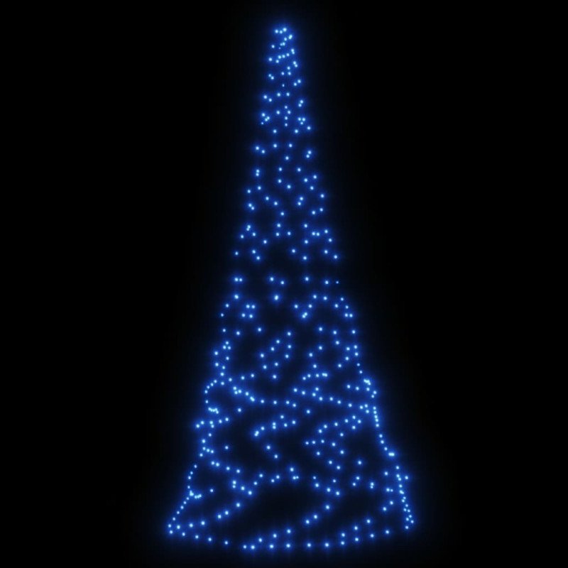vidaXL Vianočný stromček na stožiar 200 modrých LED 180 cm