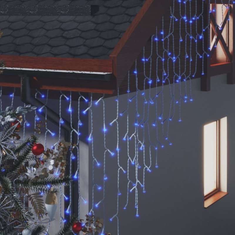 vidaXL LED záclonové svetlá cencúle 10 m 400 LED modré 8 funkcií