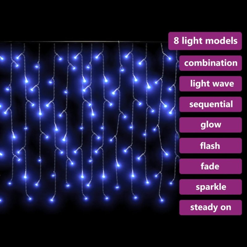 vidaXL LED záclonové svetlá cencúle 10 m 400 LED modré 8 funkcií