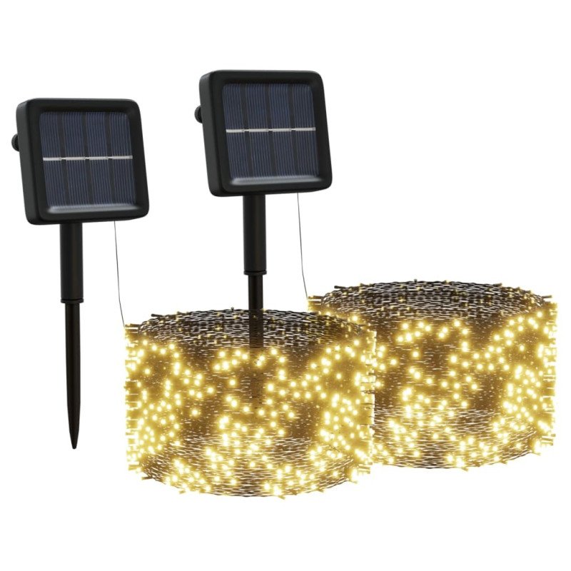 vidaXL Solárne svetlá 2 ks 2x200 LED teplé biele vnútorné vonkajšie