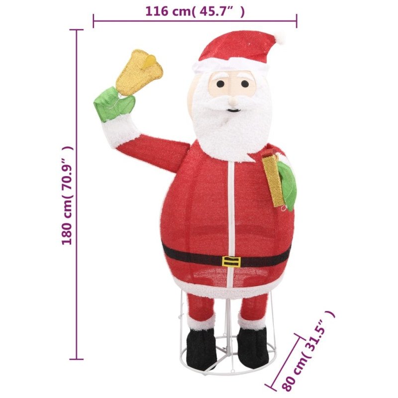 vidaXL Dekoratívny vianočný Santa Claus s LED, luxusná látka 180 cm