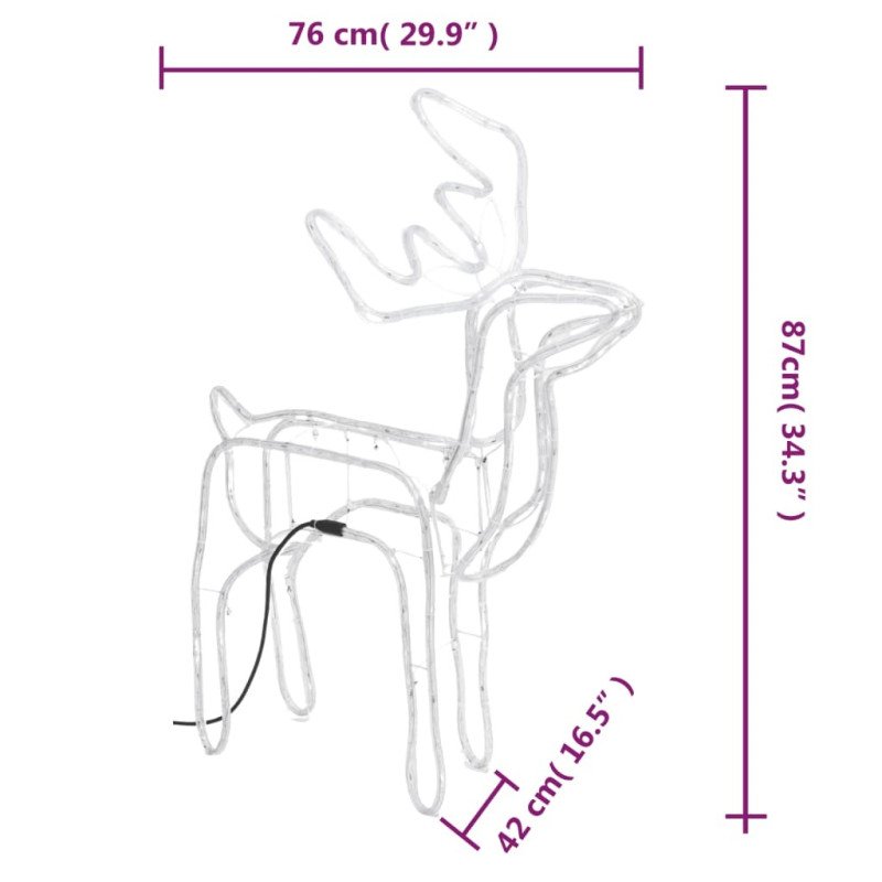 vidaXL Siluety vianočných sobov 3 ks studené biele 76x42x87 cm