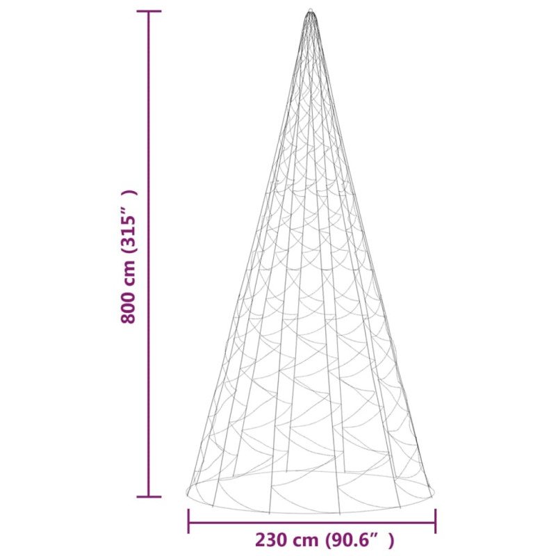 vidaXL Vianočný stromček na stožiari teplé biele svetlo 3000 LED 800cm