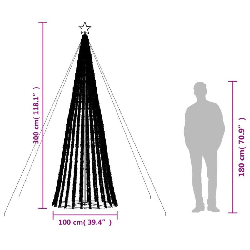 vidaXL Kužeľ na osvetlenie vianočného stromčeka 688 LED modrých 300 cm