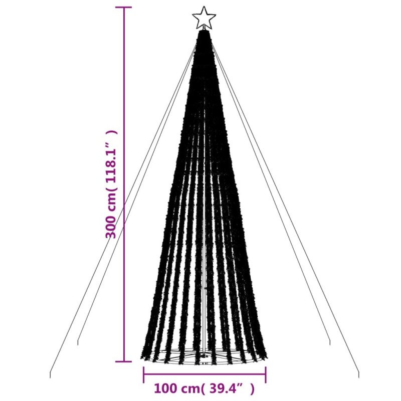 vidaXL Kužeľ na osvetlenie vianočného stromčeka 688 LED modrých 300 cm