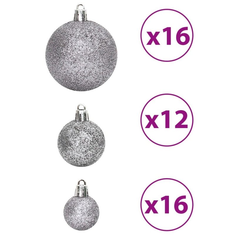 vidaXL Vianočné ozdoby 100 ks sivé 3 / 4 / 6 cm