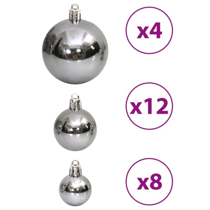 vidaXL Vianočné ozdoby 100 ks sivé 3 / 4 / 6 cm