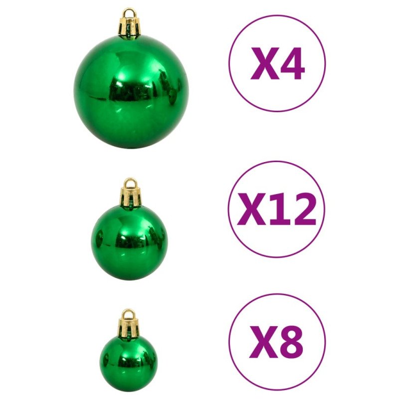 vidaXL 112dielna sada vianočných ozdôb červená/zelená/zlatá polystyrén