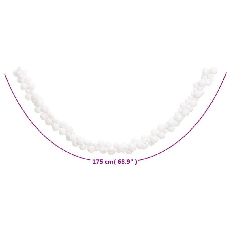 vidaXL Vianočná girlanda z gulí biela 175 cm polystyrén