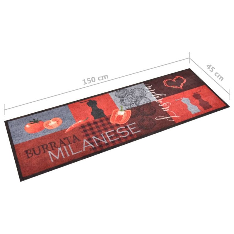 vidaXL Kuchynský koberec prateľný rajčinový dizajn 45x150 cm