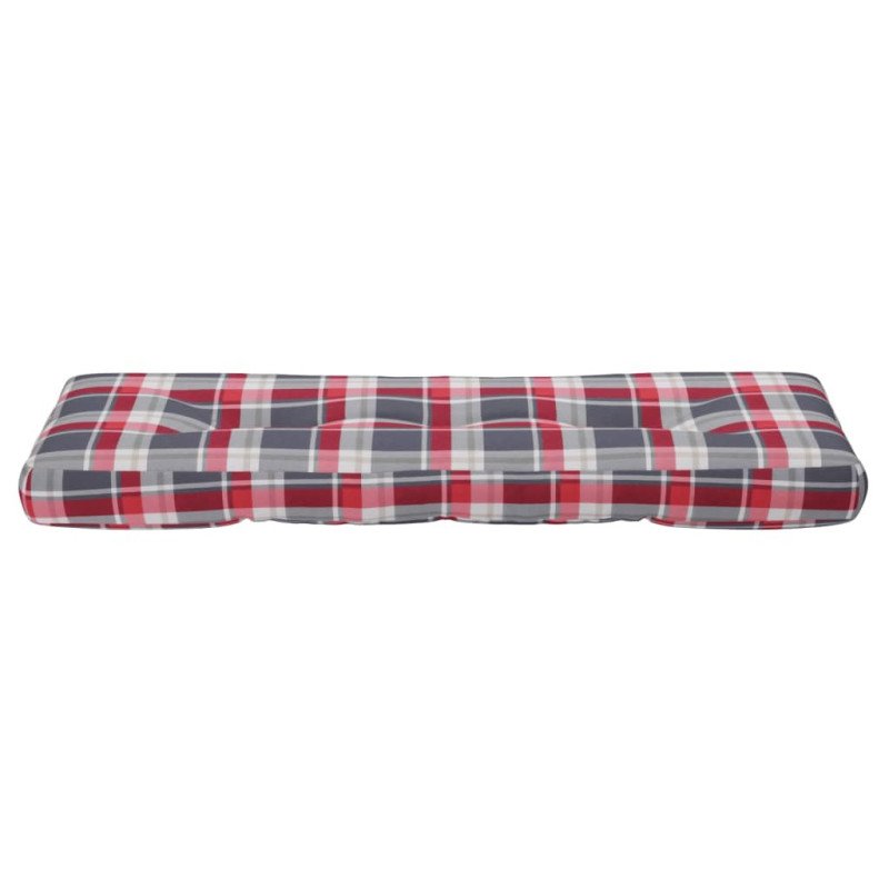 vidaXL Podložka na paletový nábytok, červené kocky 120x40x12 cm, látka