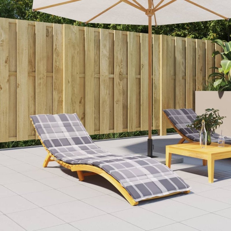 vidaXL Podložka na ležadlo, sivé kocky 200x60x3 cm, oxfordská látka