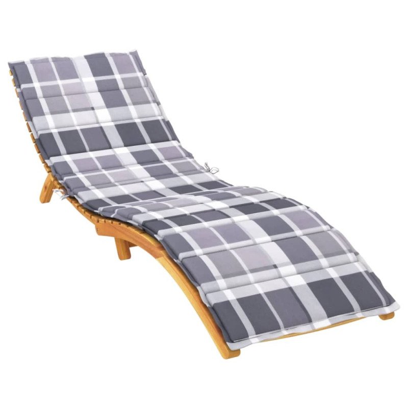 vidaXL Podložka na ležadlo, sivé kocky 200x60x3 cm, oxfordská látka