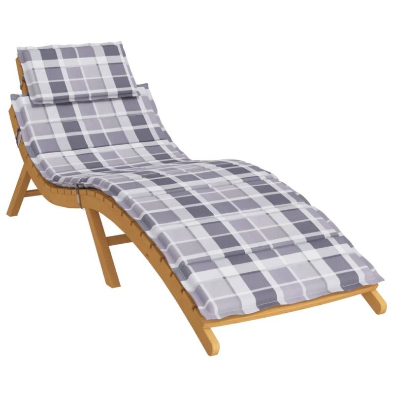 vidaXL Podložka na ležadlo, sivé kocky 186x58x3 cm, oxfordská látka