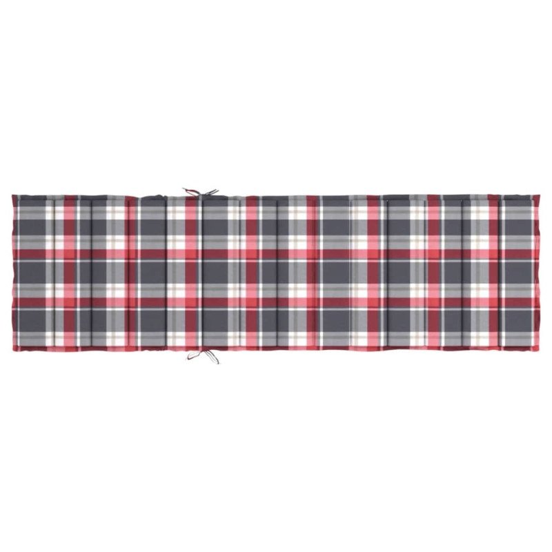 vidaXL Podložka na ležadlo, červené kocky 200x50x3 cm, oxfordská látka