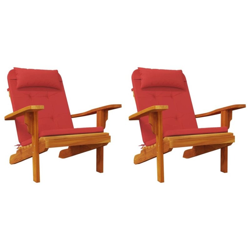 vidaXL Podušky na stoličky Adirondack 2 ks červené oxfordská látka
