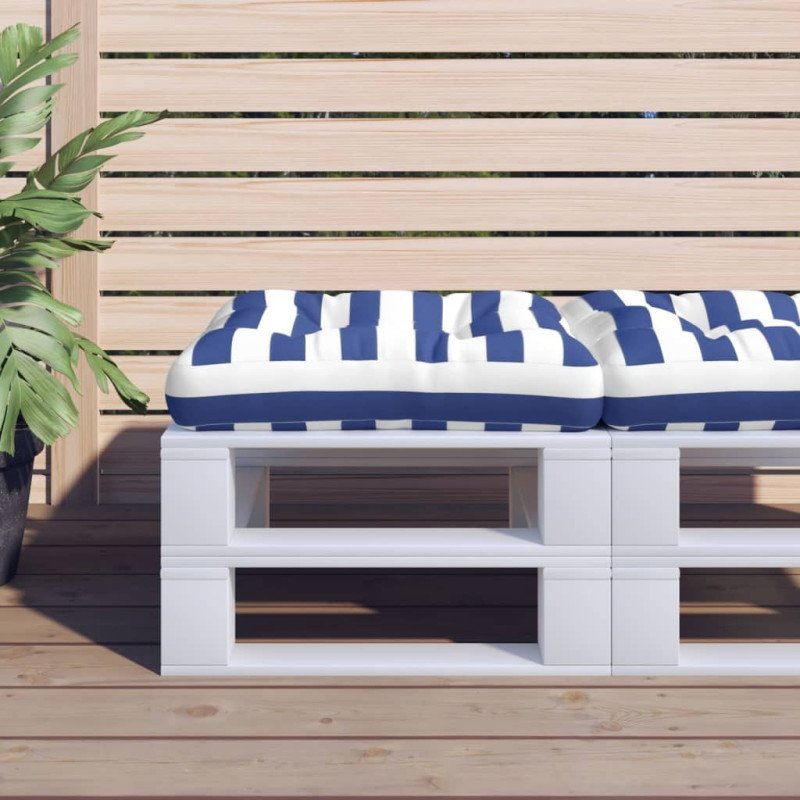vidaXL Poduška na paletovú pohovku modro-biele pruhy 60x61,5x10 látka