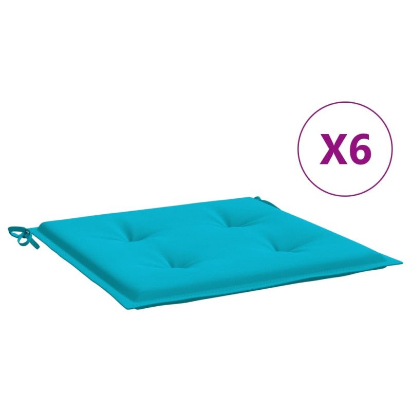 vidaXL Podložky na záhradné stoličky 6 ks tyrkysové 50x50x3 cm látka