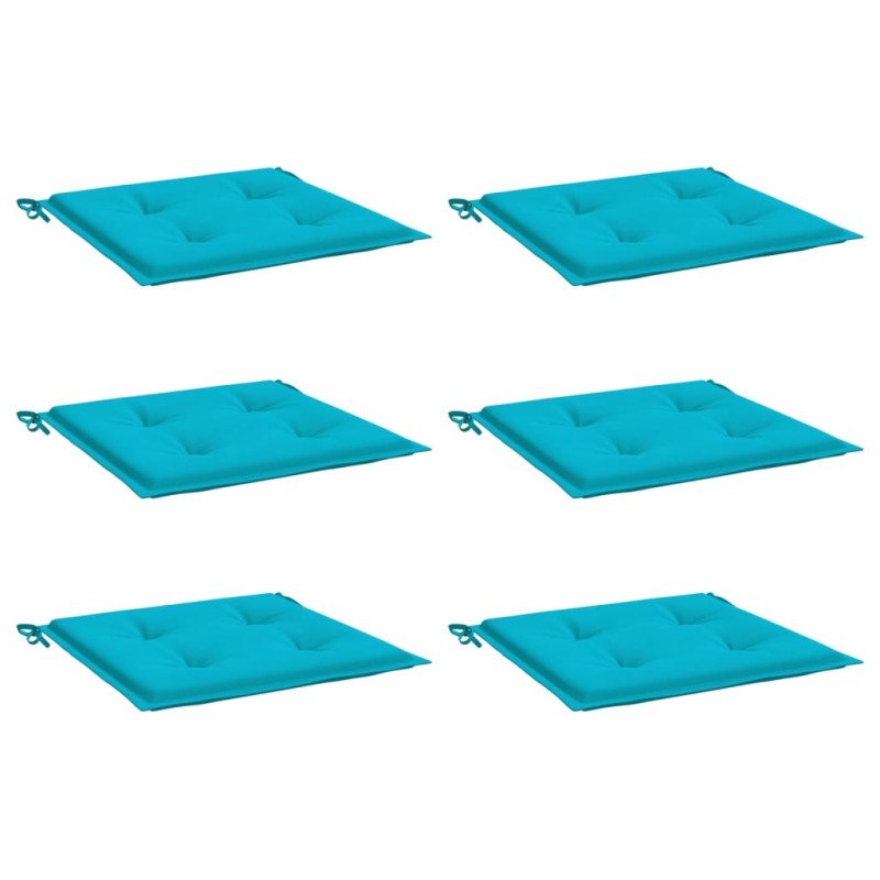 vidaXL Podložky na záhradné stoličky 6 ks tyrkysové 50x50x3 cm látka