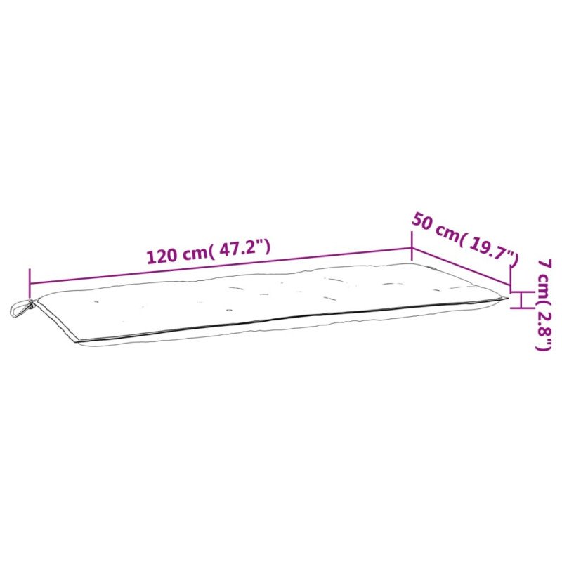 vidaXL Podložky na záhradnú lavičku 2 ks tyrkysové 120x50x7 cm látka