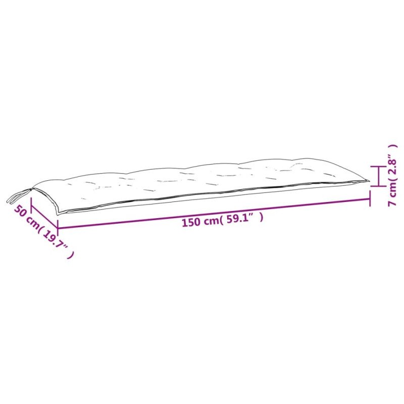vidaXL Podložky na záhradnú lavičku 2 ks farebné 150x50x7 cm látka