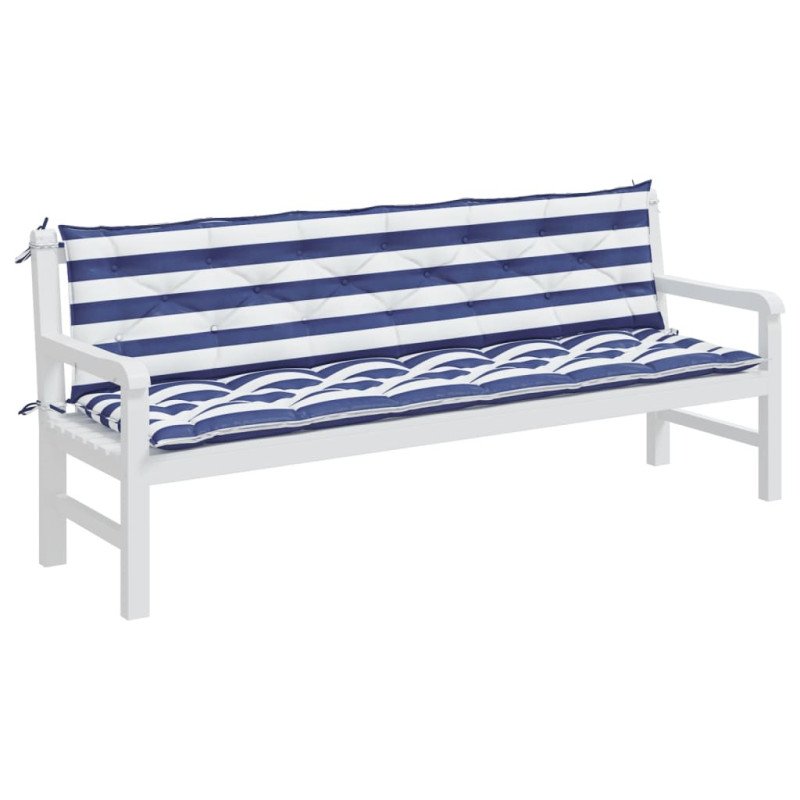 vidaXL Podložky na záhradnú lavičku 2 ks modro-biele 200x50x7cm látka