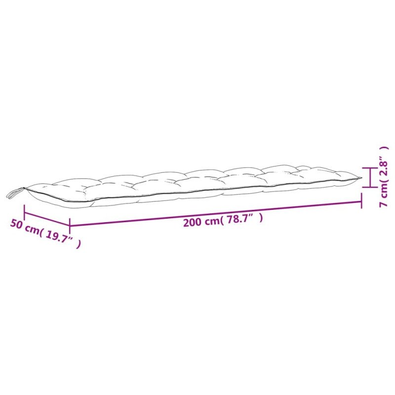 vidaXL Podložky na záhradnú lavičku 2 ks modro-biele 200x50x7cm látka