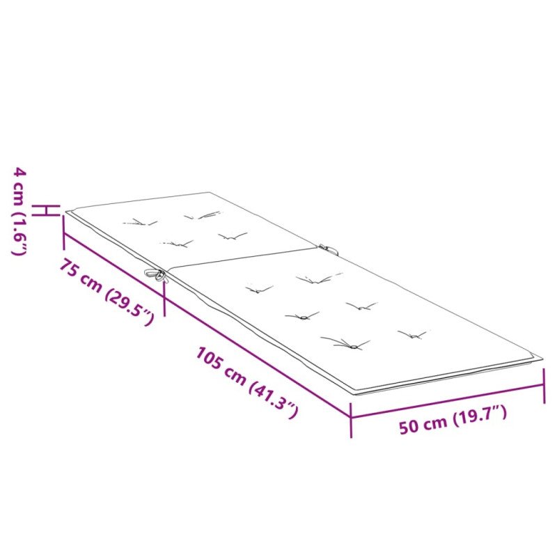 vidaXL Podložka na kreslo na terasu, vzor s listami (75+105)x50x3 cm