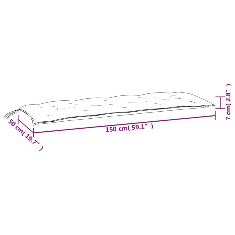 vidaXL Podložky na záhradnú lavičku 2 ks ružové 150x50x7 cm látka