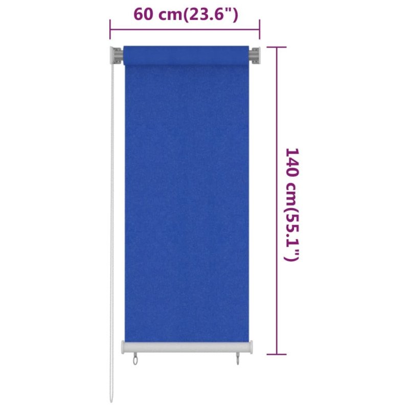 vidaXL Vonkajšia zatemňovacia roleta 60x140 cm modrá HDPE