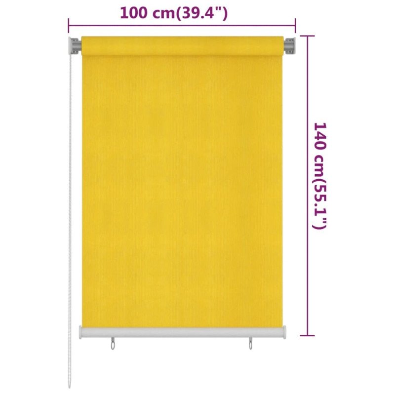 vidaXL Vonkajšia zatemňovacia roleta 100x140 cm žltá HDPE