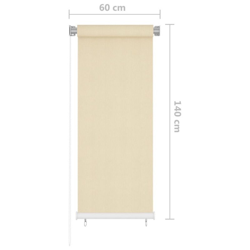 vidaXL Vonkajšia zatemňovacia roleta krémová 60x140 cm HDPE